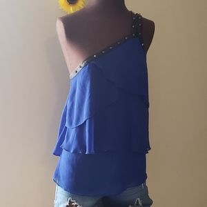 Blue one shoulder top |bebe